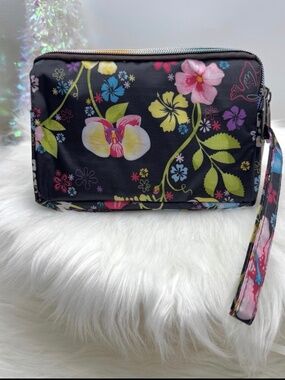 Floral Print Small Purse or Makeup Cosmetic Wristlet